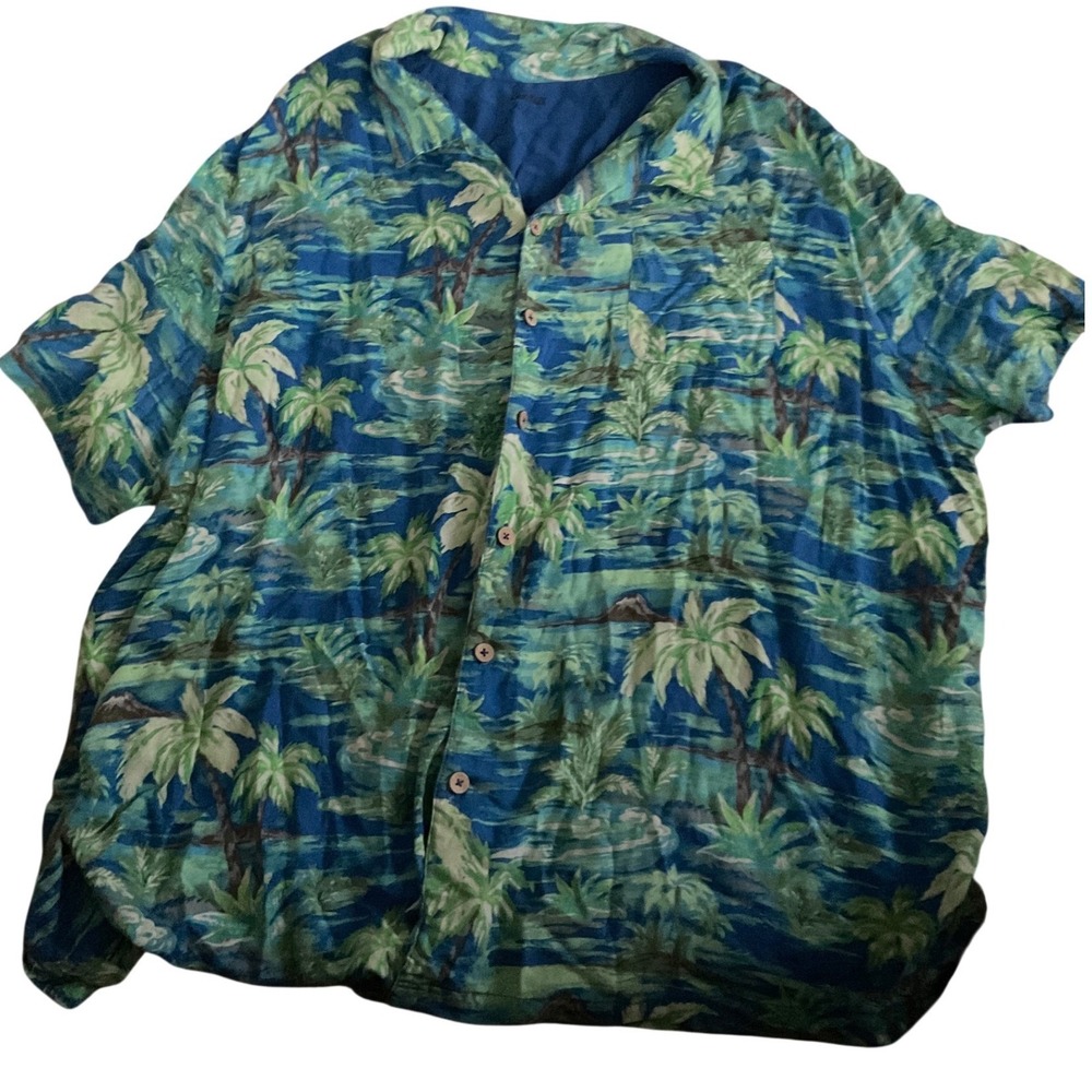 KingSize Mens 5XL Big Tropical Palm Tree Hawaiian Short Sleeve Button Down Shirt